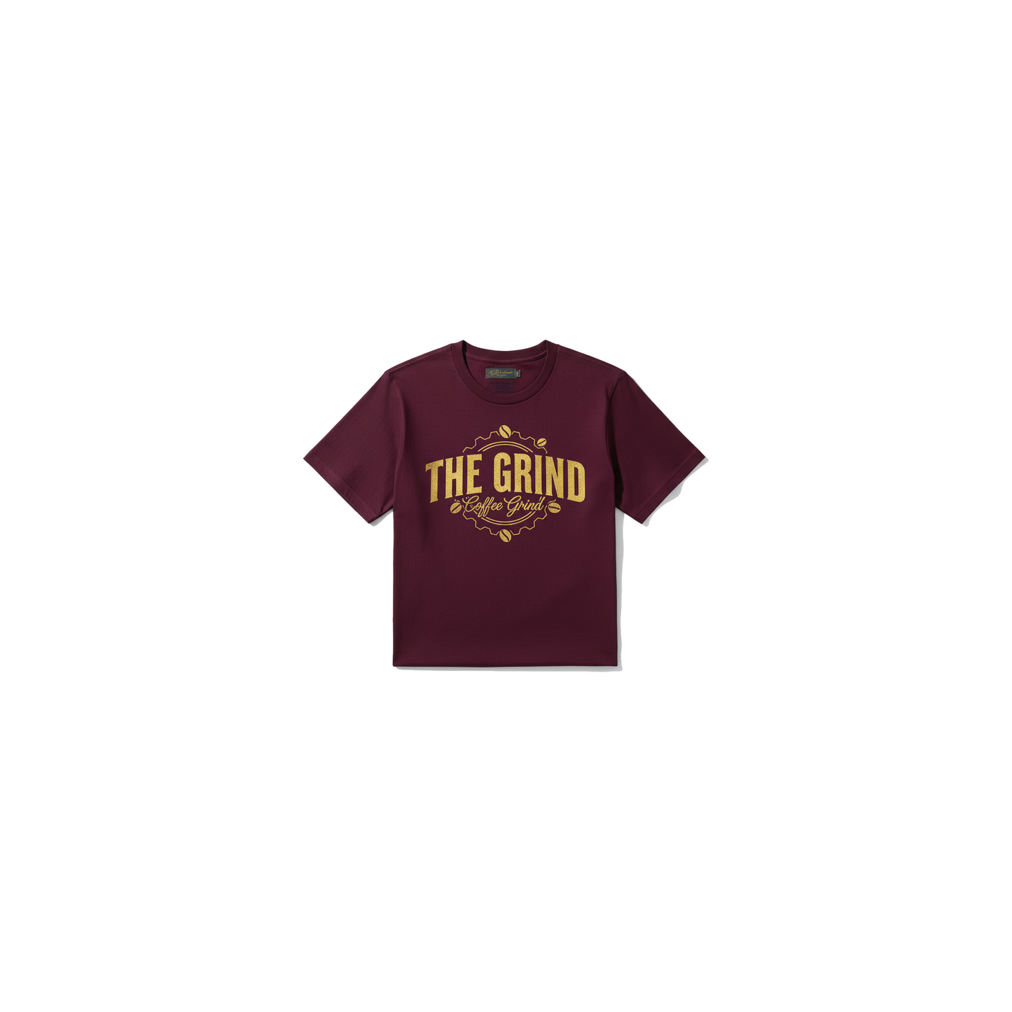 Burgundy The Grind Men's Graphic Tee - Coffee Grind approved mockup