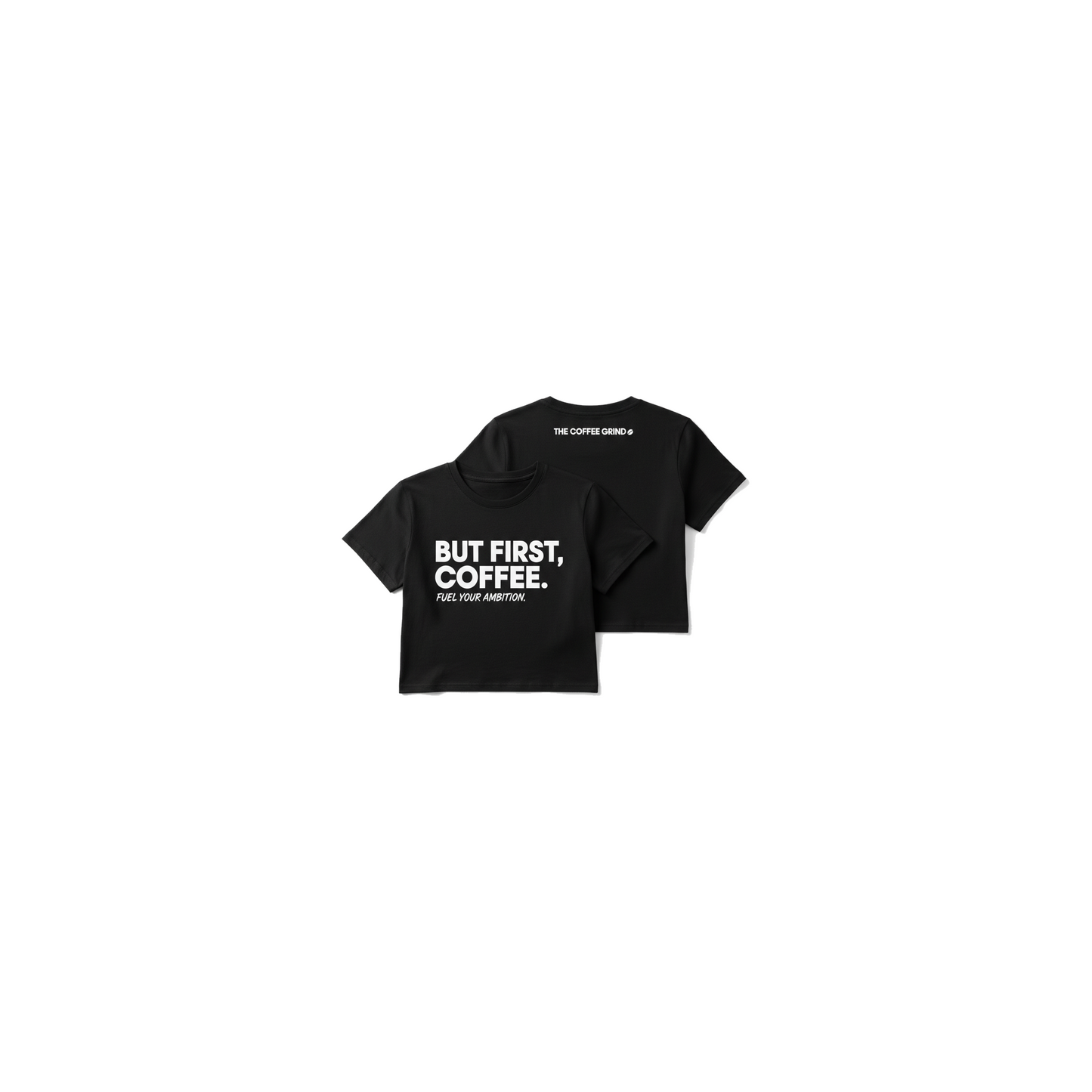 Black Cropped Coffee Grind Tee - Coffee Grind approved mockup