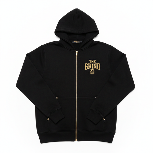Black The Grind Men's Zip-Up Hoodie