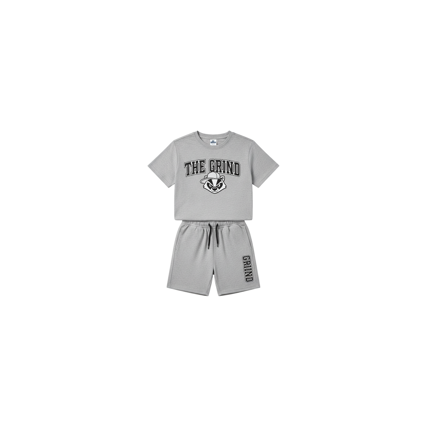 Grey The Grind Boys Short Set - Coffee Grind approved mockup