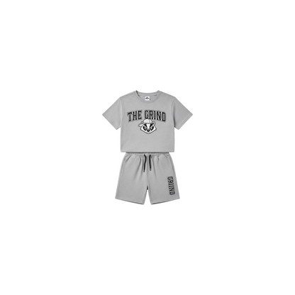 Grey The Grind Boys Short Set - Coffee Grind approved mockup