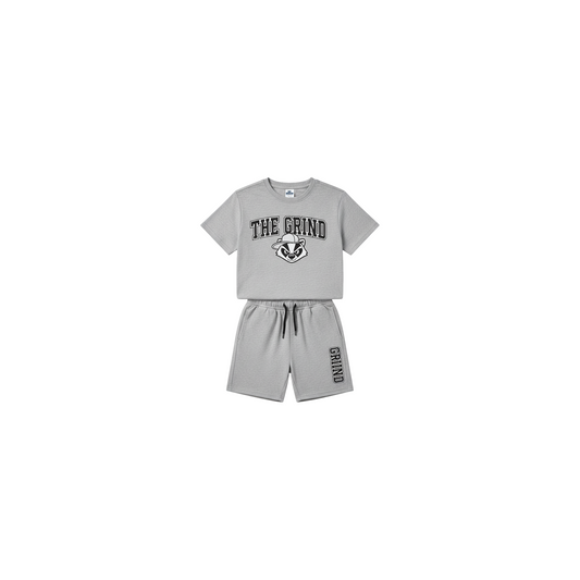 Grey The Grind Boys Short Set - Coffee Grind approved mockup
