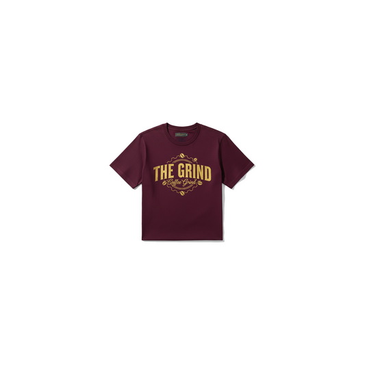 Burgundy The Grind Men's Graphic Tee - Coffee Grind approved mockup