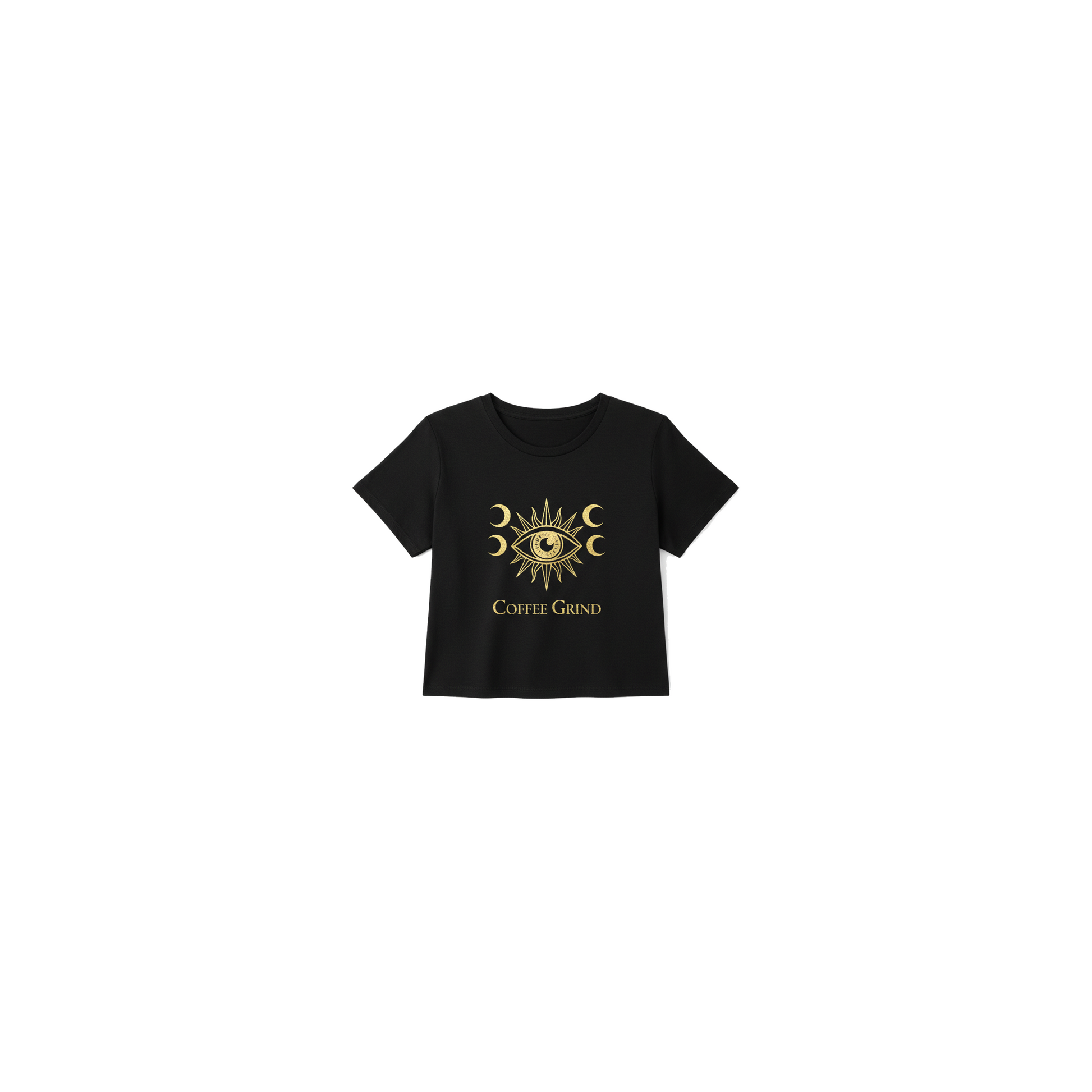 Black Gold Mystic Eye Coffee Crop Tee - Coffee Grind approved mockup