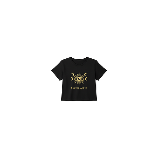 Black Gold Mystic Eye Coffee Crop Tee - Coffee Grind approved mockup