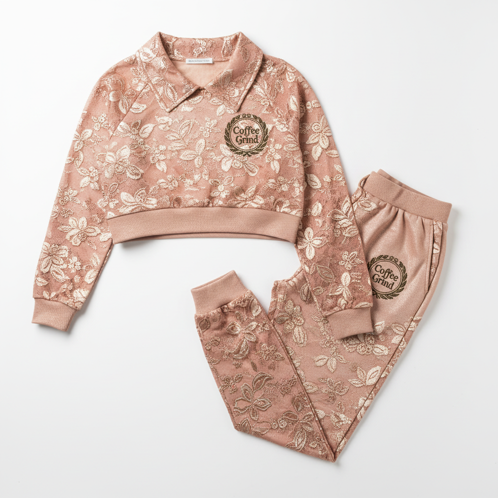 Rose Gold Coffee Lace Two-Piece Set