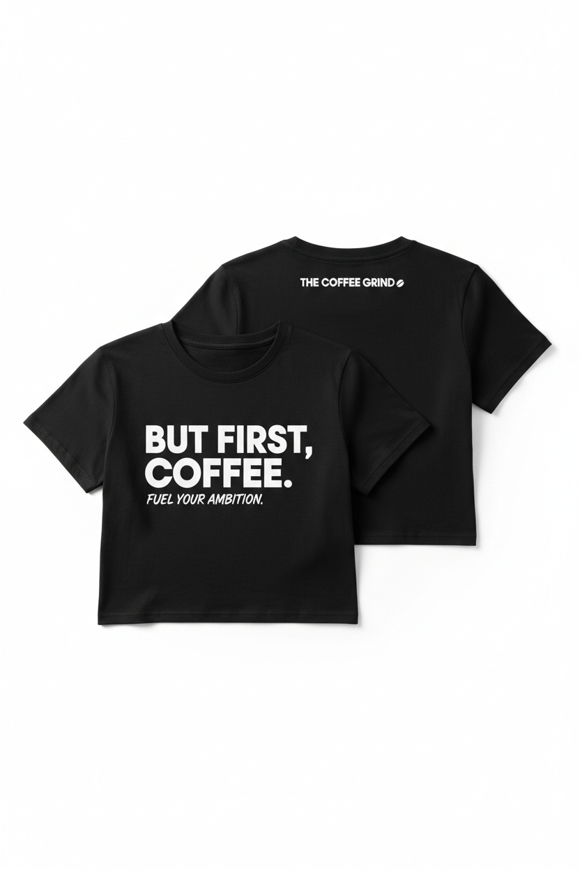 Black Cropped Coffee Grind Tee