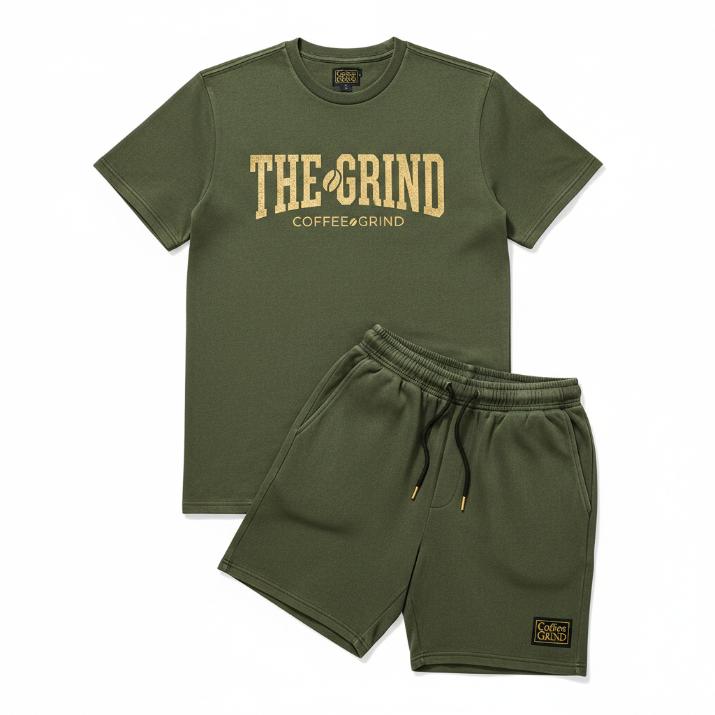 Olive Green The Grind Men's Short Set