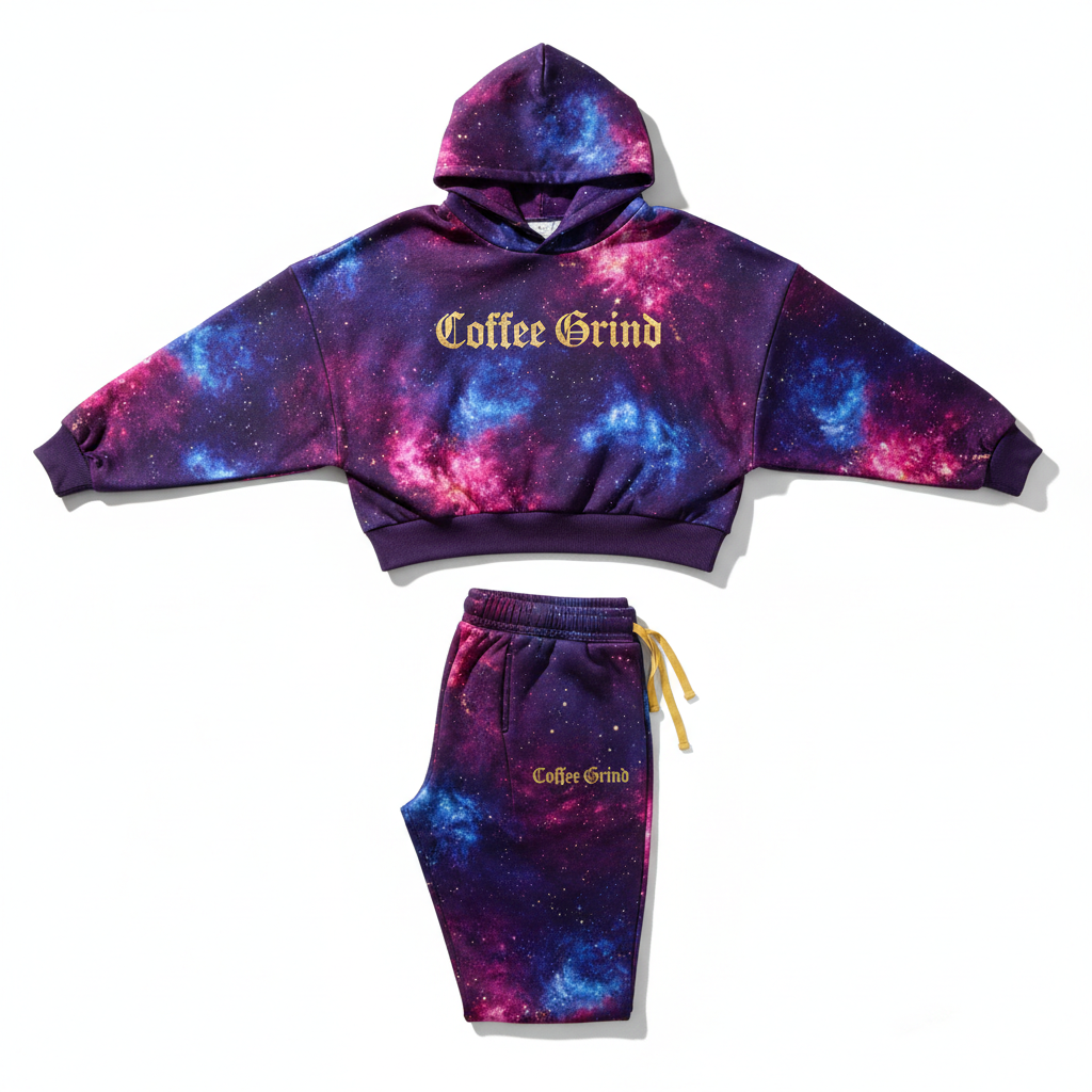 Purple Galaxy Coffee Two-Piece Lounge Set