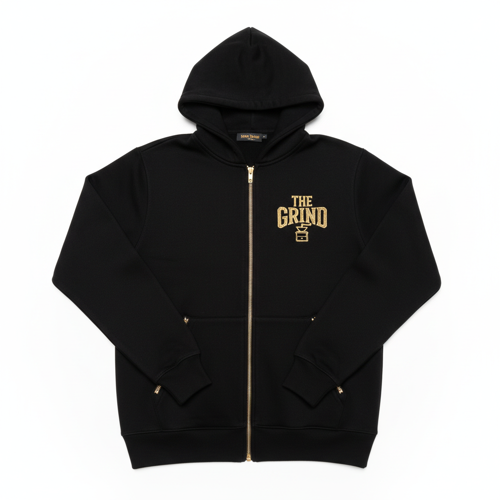 Black The Grind Men's Zip-Up Hoodie