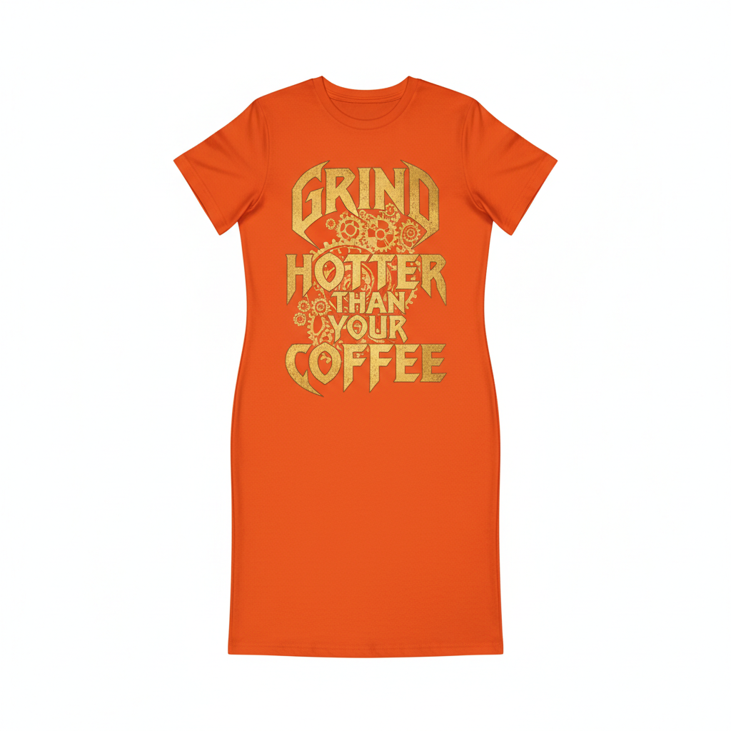 Orange "Grind Hotter Than Your Coffee" Dress