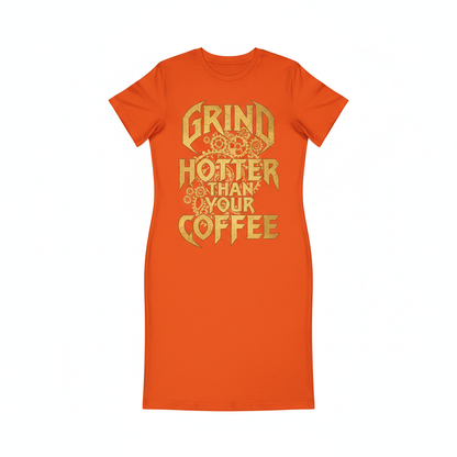 Orange "Grind Hotter Than Your Coffee" Dress